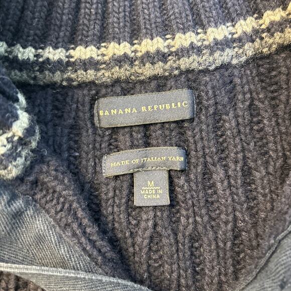 Banana Republic Men's Cable Knit Merino Wool Italian Yarn Sweater Size Medium - Picture 4 of 8